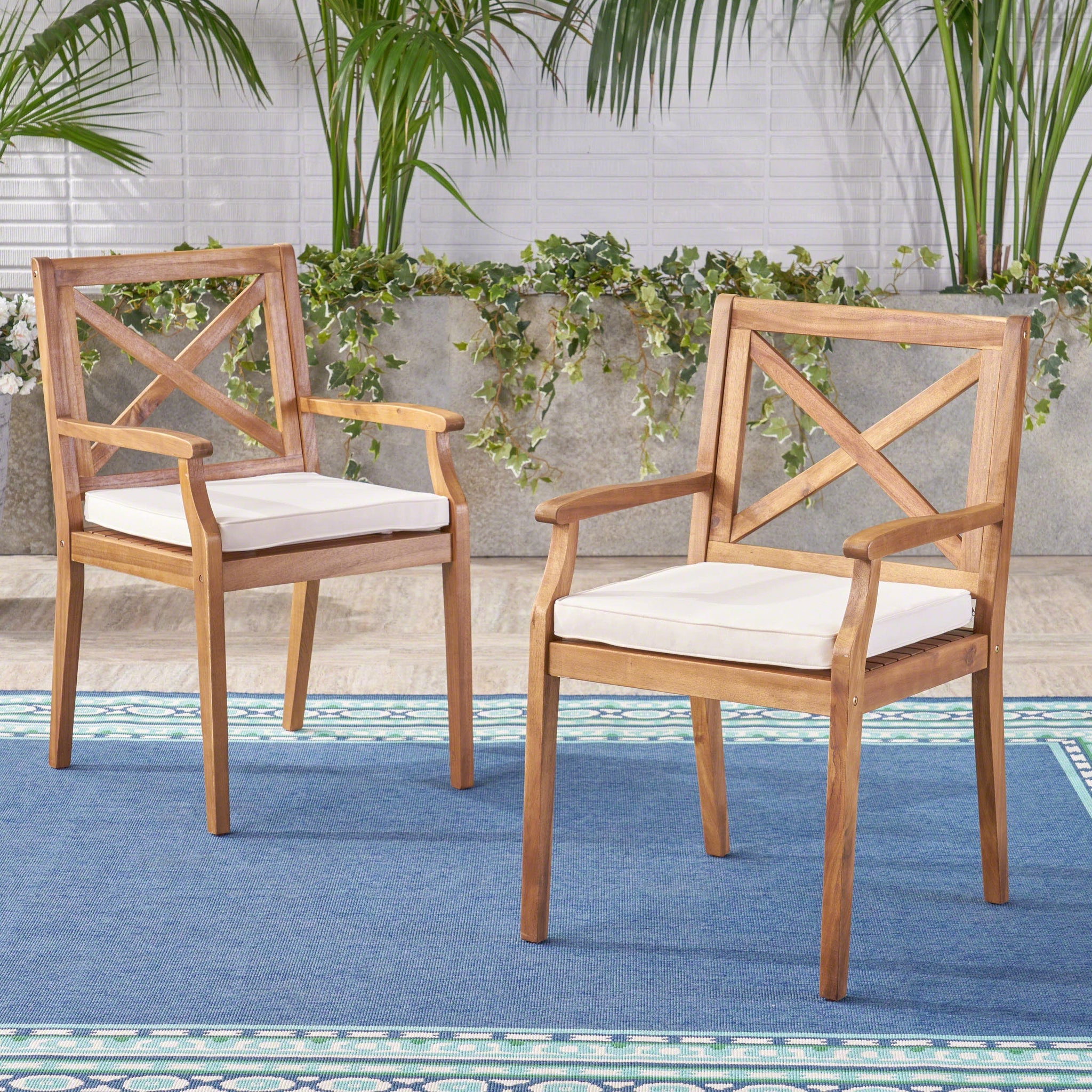 Perla Dining Chair 2-Piece Set with Cream Cushions by HouseOfZazla