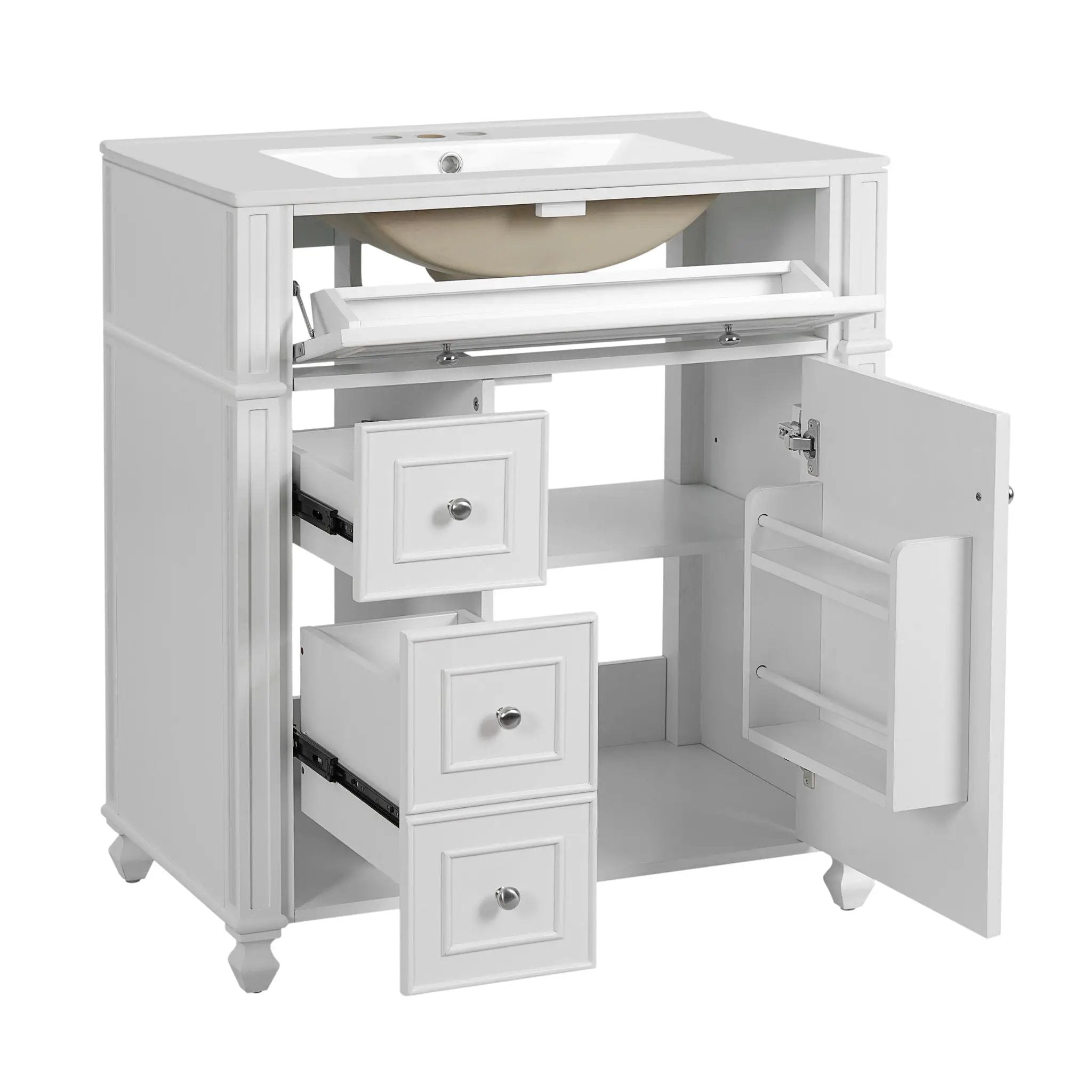 Bathroom Vanity Cabinet With Sink, Soft Close Doors With Door Organizer by Unique Piece Furniture