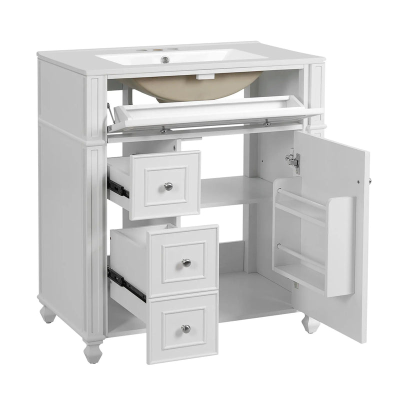 Bathroom Vanity Cabinet With Sink, Soft Close Doors With Door Organizer by Unique Piece Furniture