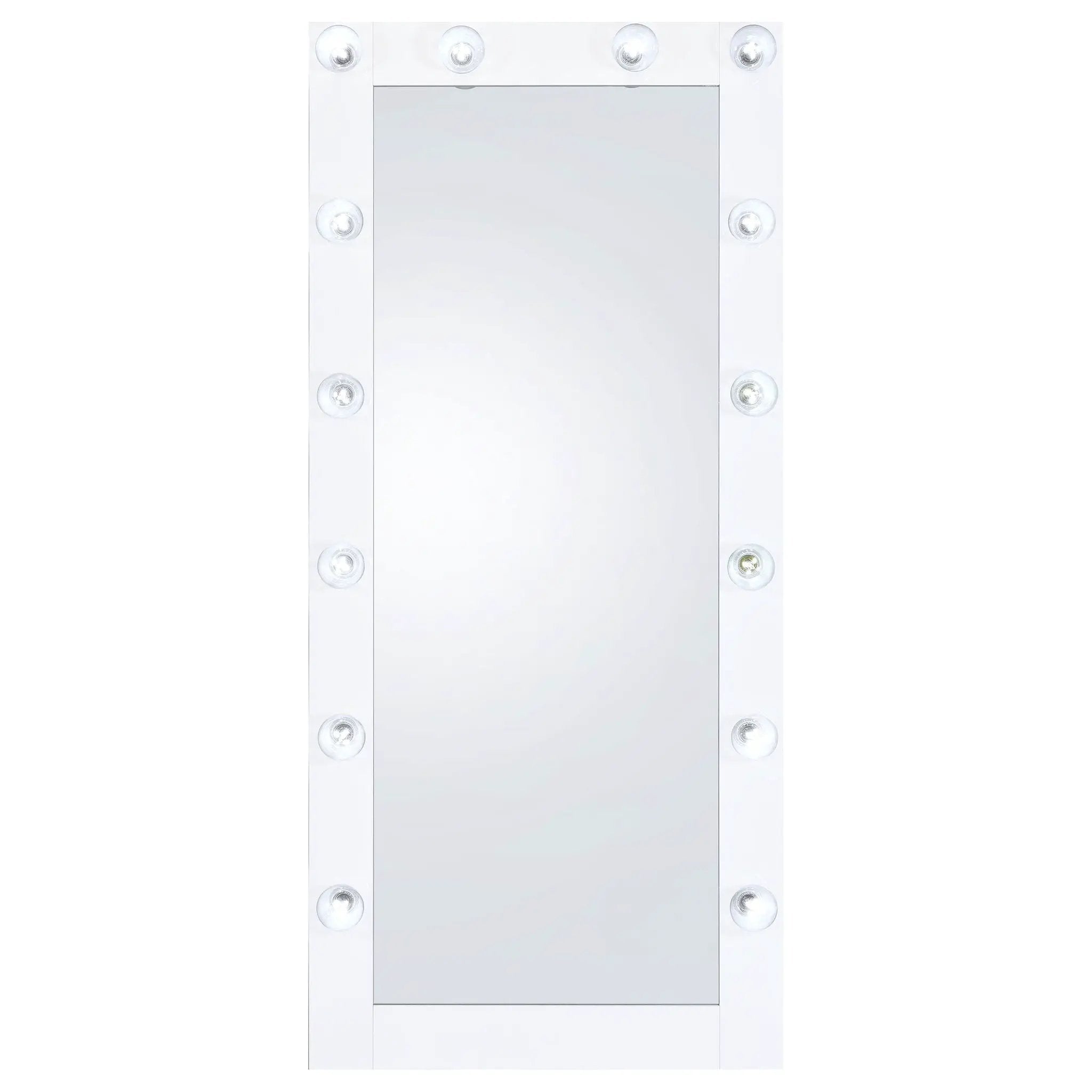 Zayan 32 x 71 Inch Floor Mirror LED Lighting White Gloss by Unique Piece Furniture