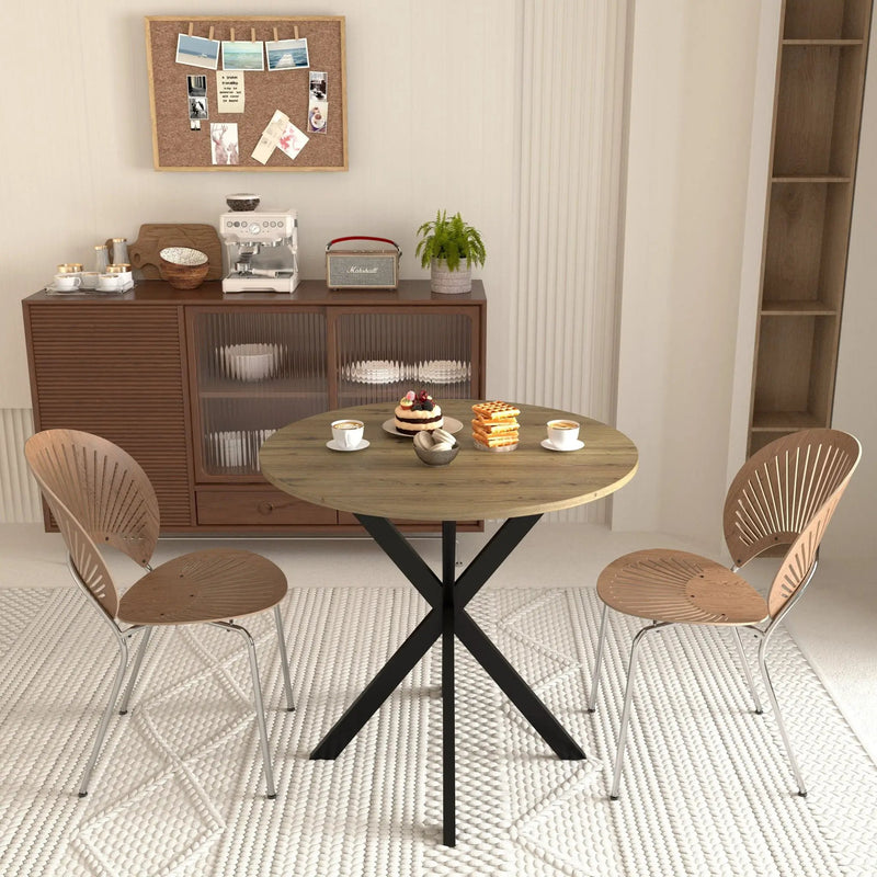 Round Dining Table For 2 - 4 People, Compact Kitchen Or Dining Room - Rustic Brown by Unique Piece Furniture