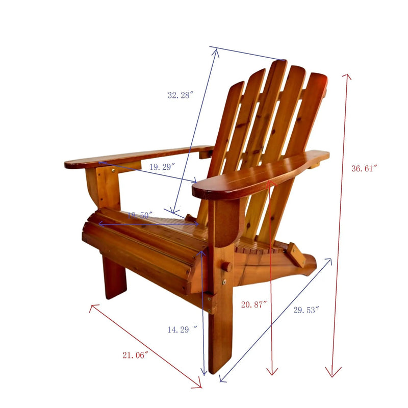 Foldable Solid Wood Adirondack Chair in Oak Finish by HouseOfZazla