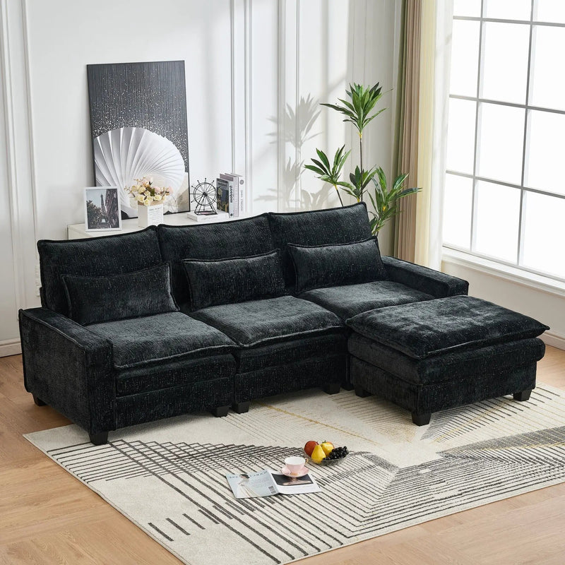 Modern Comfy L Shaped Sectional Sofa With Movable Ottoman by Unique Piece Furniture