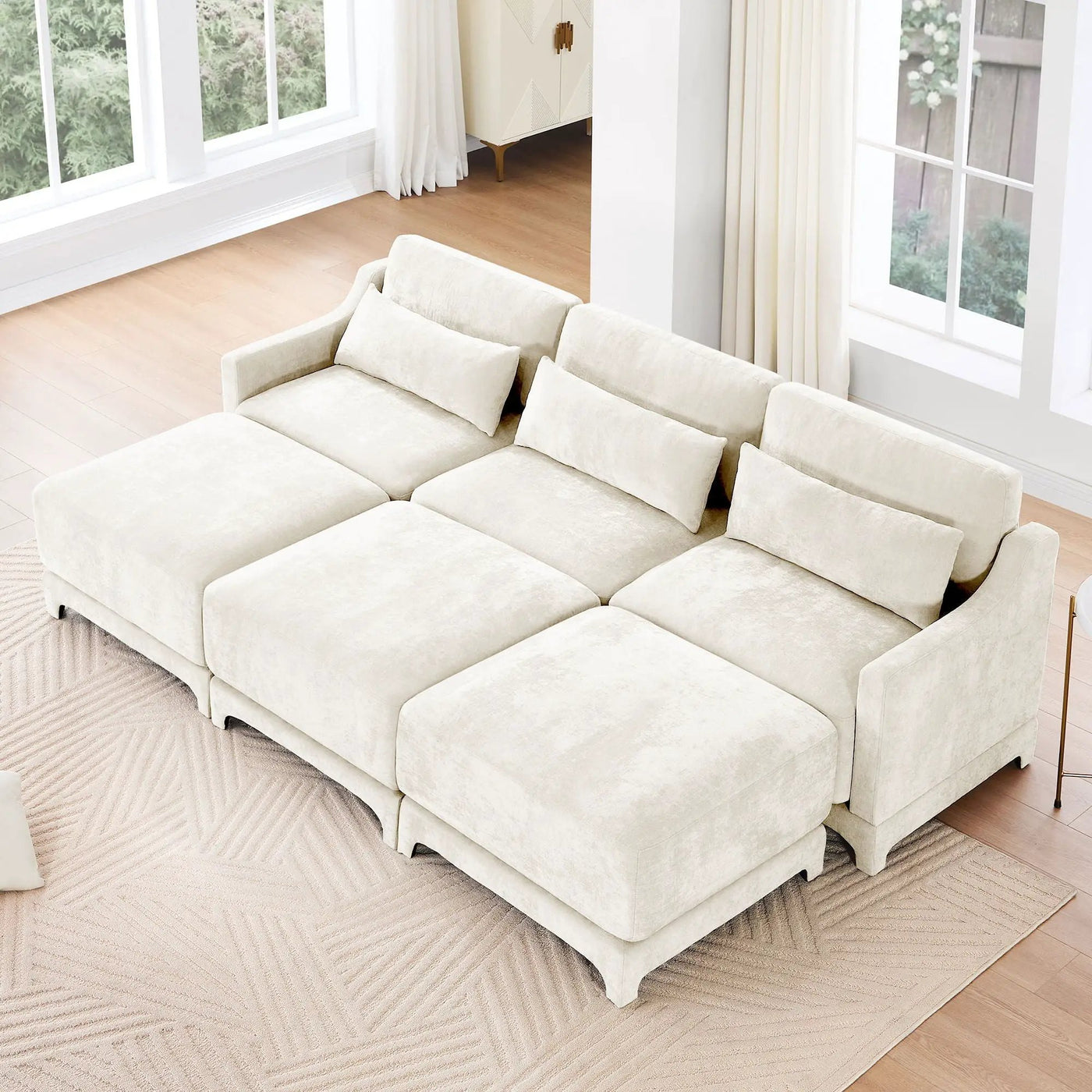 Stylish Sofa With Ottoman And Lumbar Pillows, Ergonomic Design by Unique Piece Furniture
