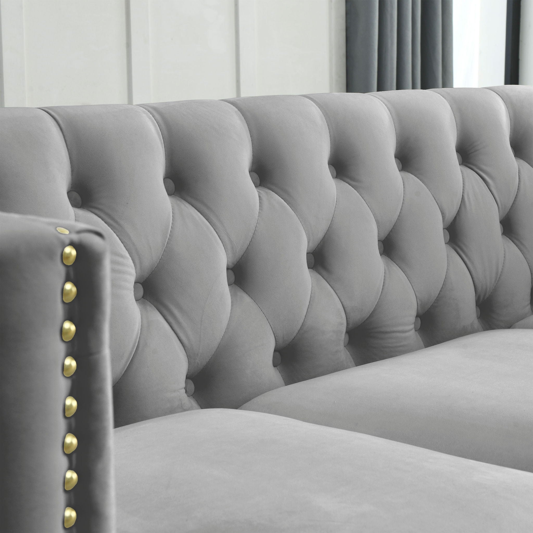 L-Shaped Corner Sofa, 5 Seater Sectional With Tufted Design by HouseOfZazla