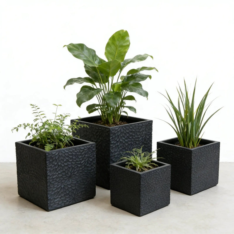 Large Outdoor Indoor Magnesium Oxide Planter Set of 4 by HouseOfZazla
