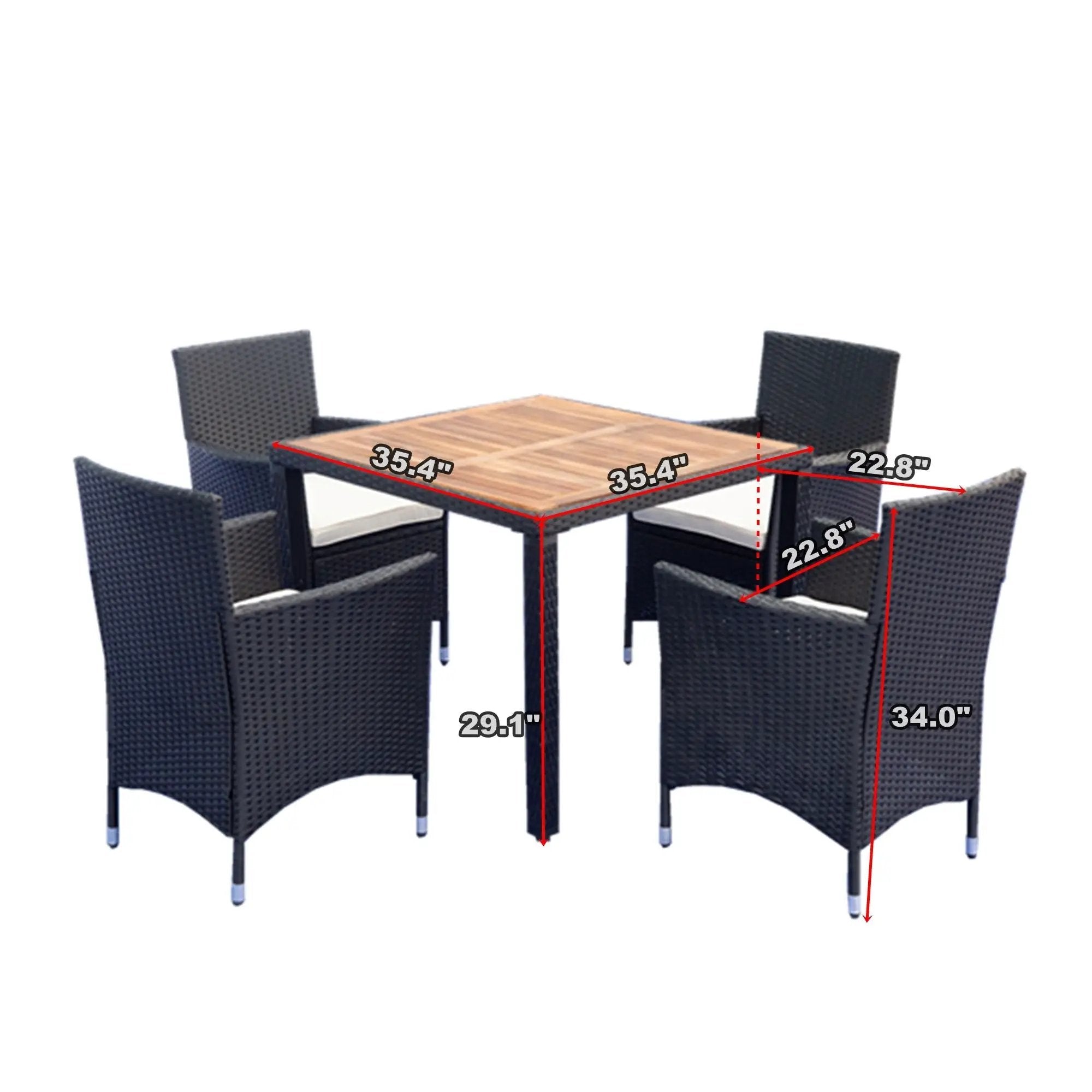 Outdoor Patio Wicker Dining Set With Acacia Wood Top by Unique Piece Furniture