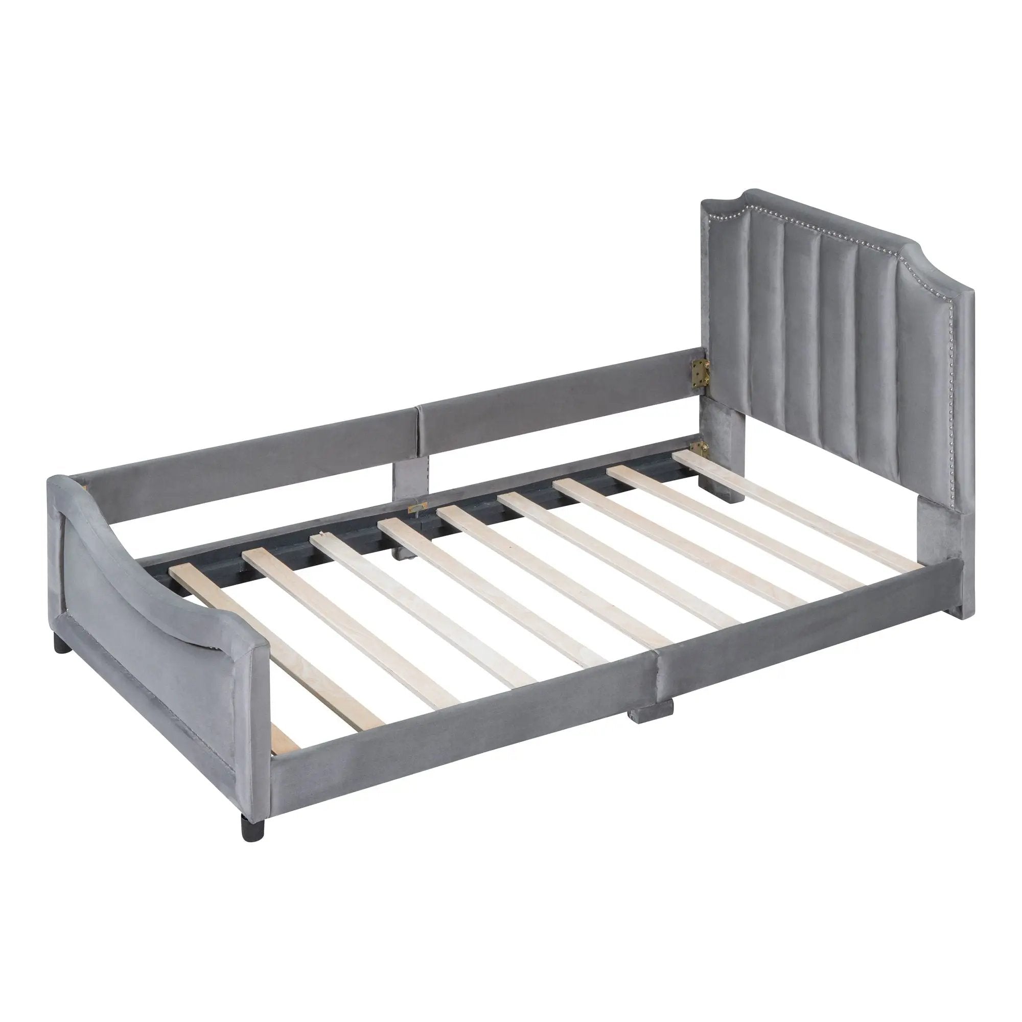 Upholstered Daybed With Classic Stripe Shaped Headboard by HouseOfZazla