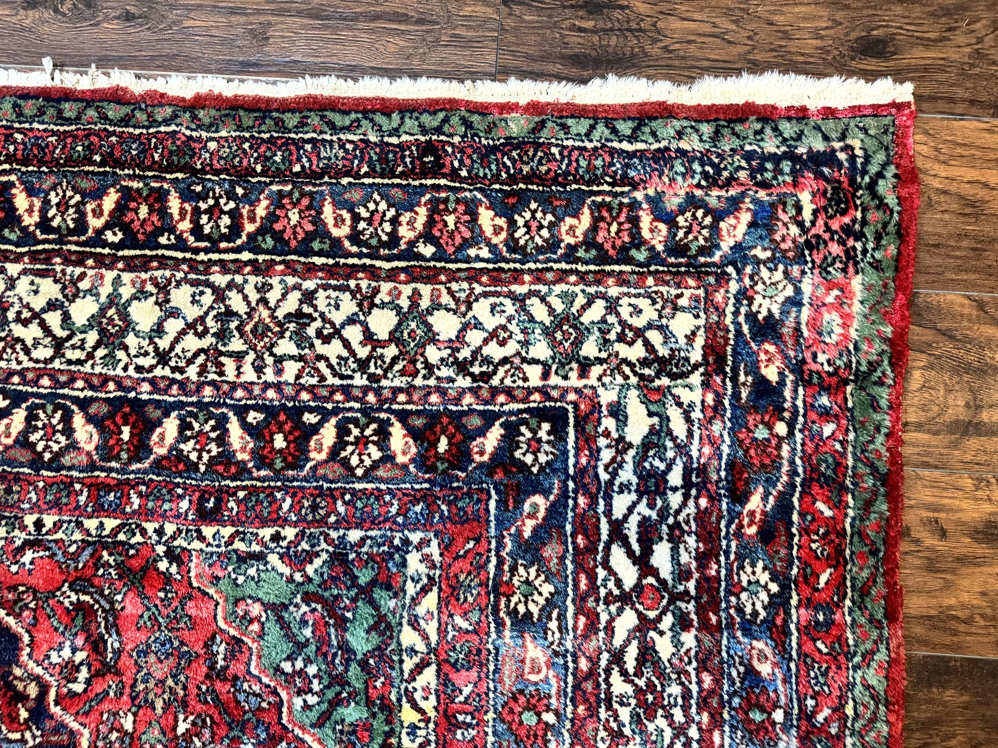 Antique Persian Hamadan Tribal Rug 8x10, Red and Ivory, Medallion Rug, Wool Handmade Carpet by Jewel Rugs