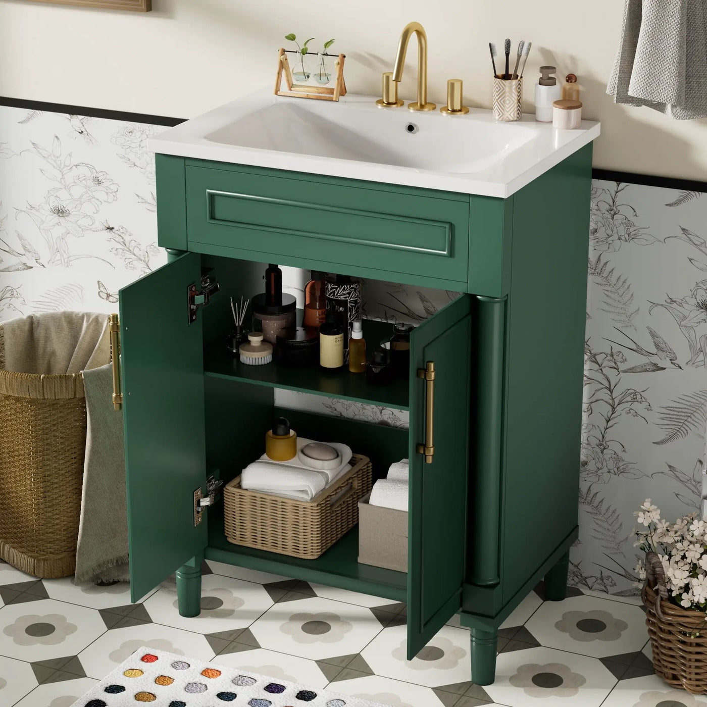 Bathroom Vanity With Integrated Sink, 2 Door Cabinet, Single Sink For Small To Medium Bathrooms by Unique Piece Furniture