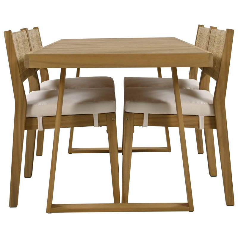 U_Style Multi-Person Outdoor Acacia Wood Dining Table and Chair Set by HouseOfZazla