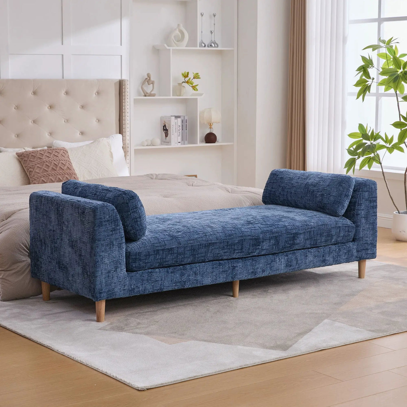 Modern Upholstered End Of Bed Bench With Armrests by Unique Piece Furniture