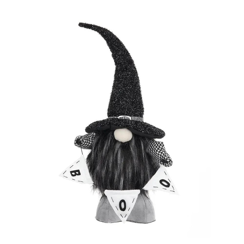Set of 2 Black Fabric Gnomes with 'Boo' Banner by HouseOfZazla