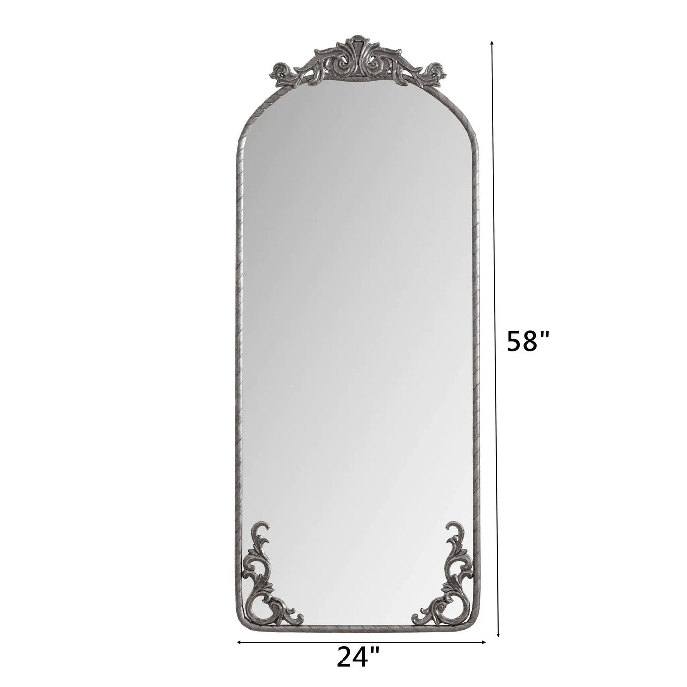 Full Body Arched Mirror With Vintage Carved Applique by HouseOfZazla