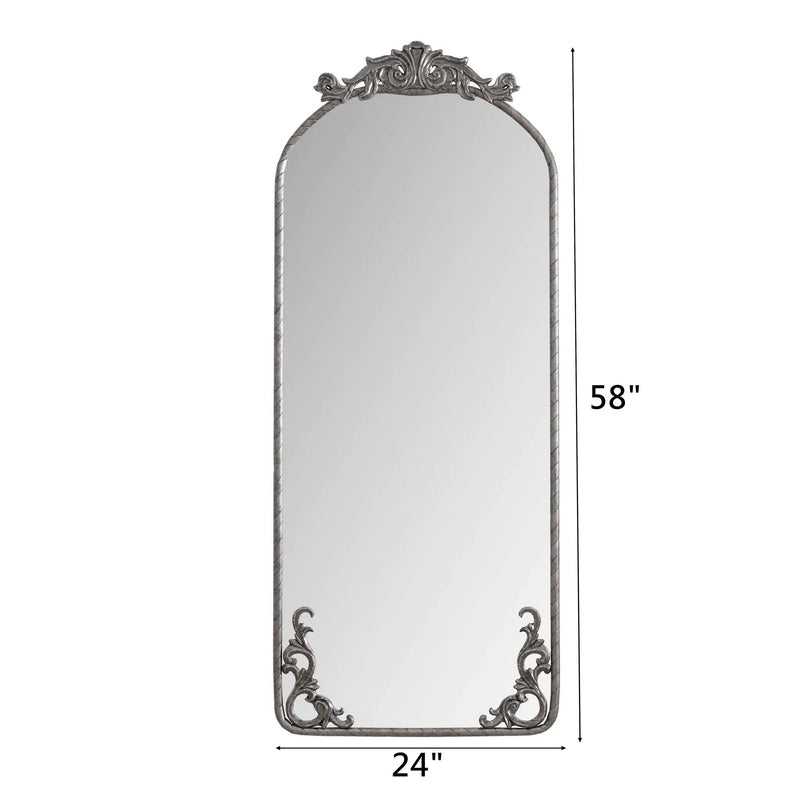 Full Body Arched Mirror With Vintage Carved Applique by Unique Piece Furniture