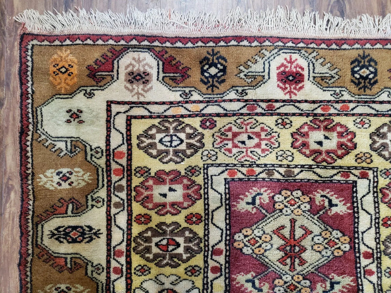 Turkish Caucasian Rug 4x7, Wool Turkish Talish Carpet, Geometric Rug by Jewel Rugs