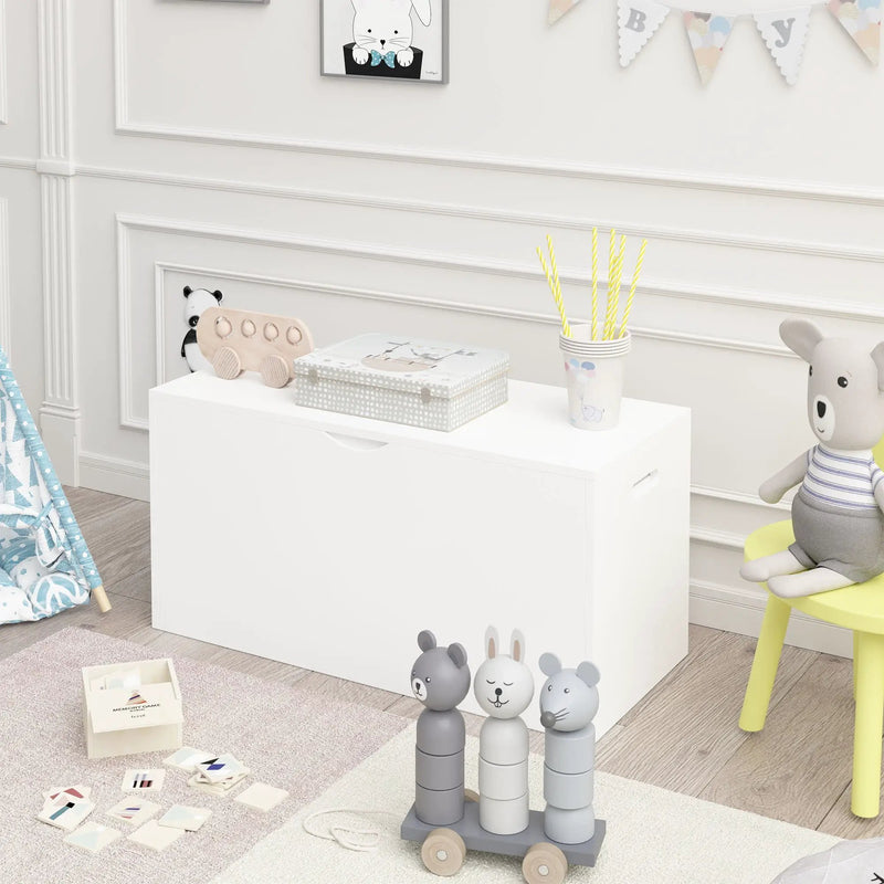 Toy Storage Organizer With Rolling Drawer, Chest With Wheels, Large Pull Out Bin For Nursery - White by Unique Piece Furniture