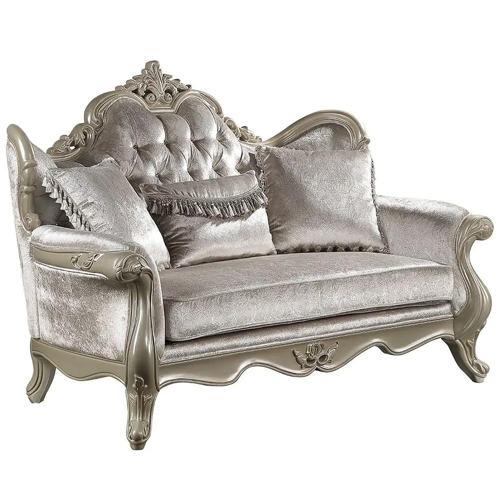 Libertee - Loveseat With 3 Pillows - Beige Fabric & Champagne by Unique Piece Furniture