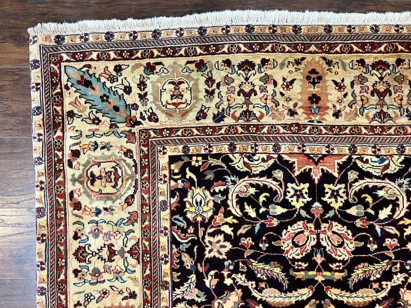 Indo Persian Rug 5x15, Wide Runner Rug 5 x 15 ft, Wool Hand Knotted Vintage Carpet, Black & Cream, Floral Allover Long Oriental Rug by Jewel Rugs