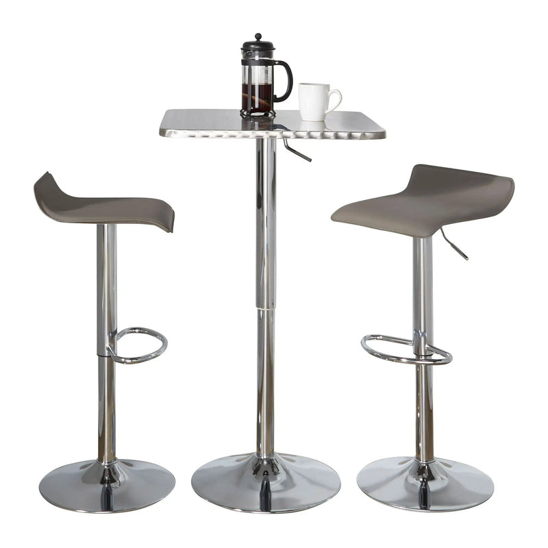 Ale - 3 Piece Bar Set Bistro Square Contemporary Adjustable Oval Footrest by HouseOfZazla