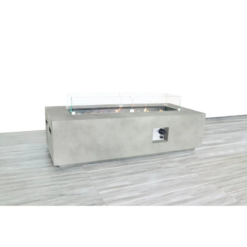 Rectangular Propane Fire Pit Table With Fiber Reinforcement And Adjustable Flame Control - Gray by Unique Piece Furniture