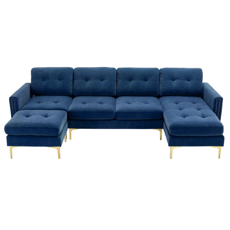 Modern L - Shape Convertible Sectional Sofa With Movable Ottoman by Unique Piece Furniture