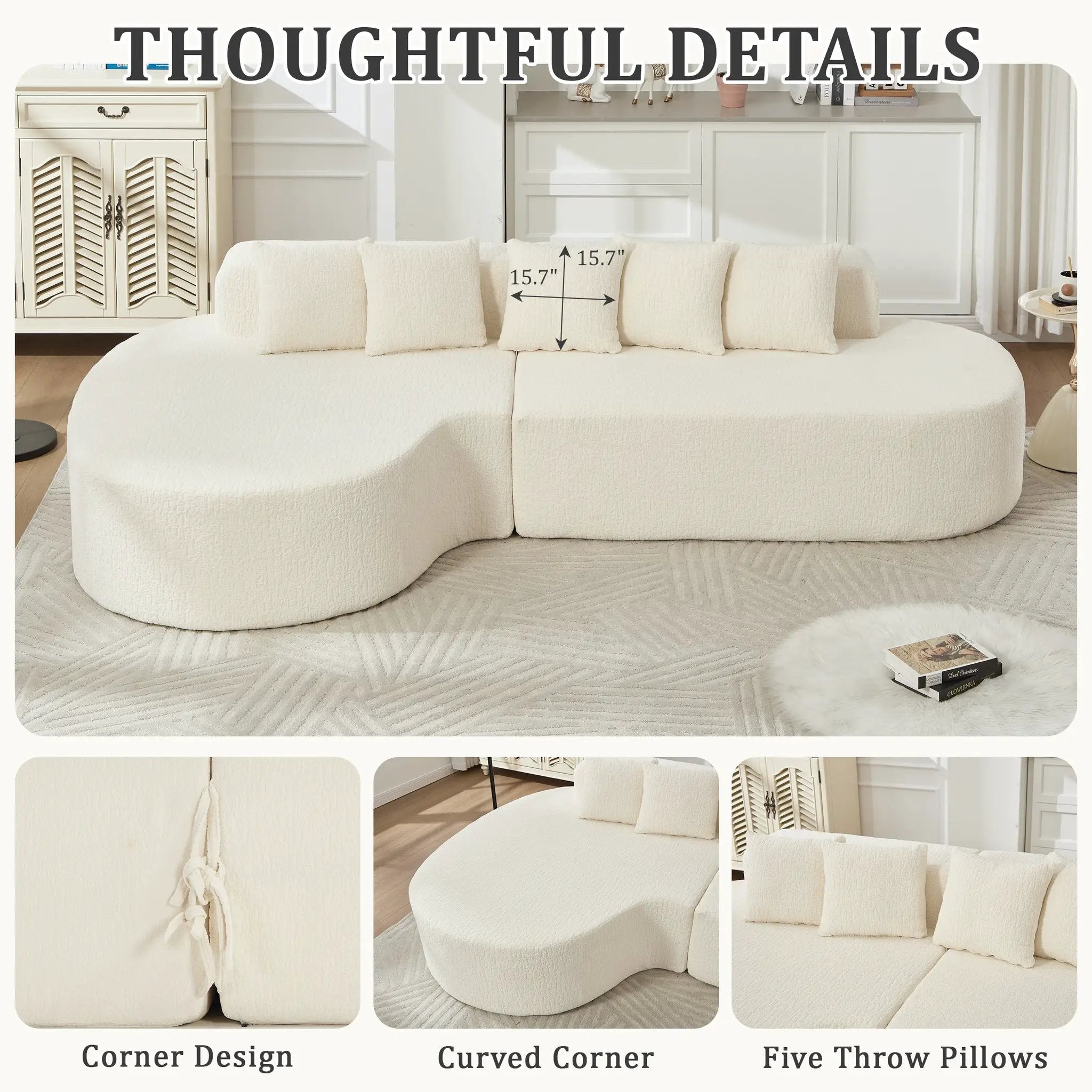 Boneless Couches for Living Room - White by HouseOfZazla