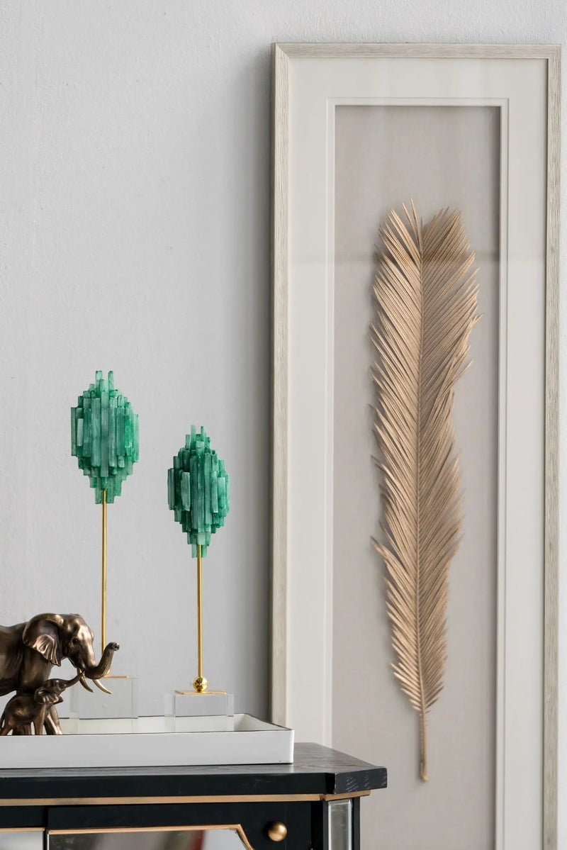 Leaf Framed Wall Art, Wall Decor For Living Room Dining Room Office Bedroom - Gold by HouseOfZazla