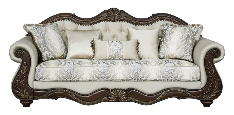 Pierce Sofa With 5 Pillows - Beige / Cherry by HouseOfZazla