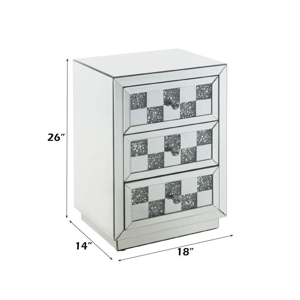Noralie - 18" X 14" Accent Table With Faux Diamonds - Mirrored by Unique Piece Furniture