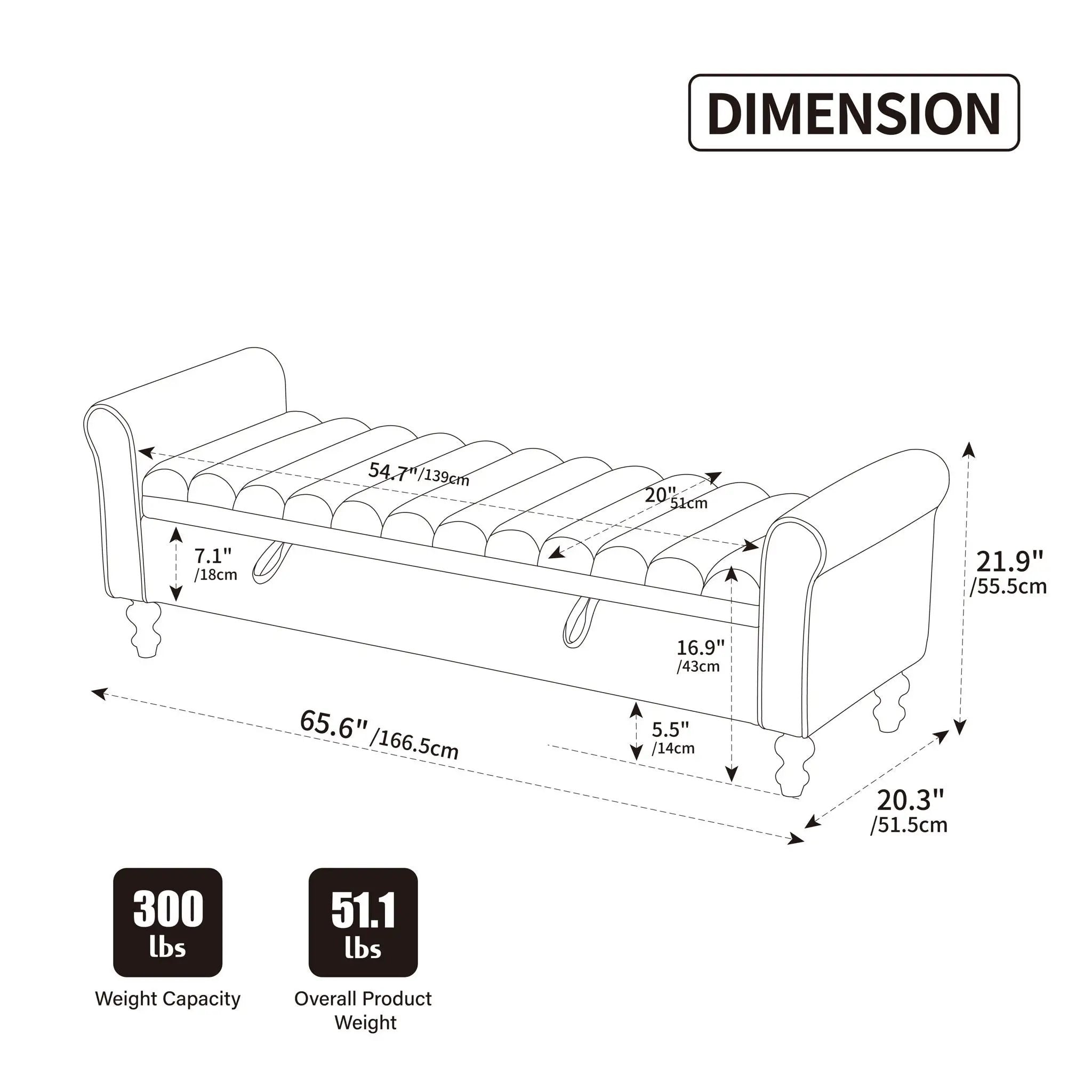 Wide Modern Upholstered Storage Bench With Rolled Armrest by HouseOfZazla