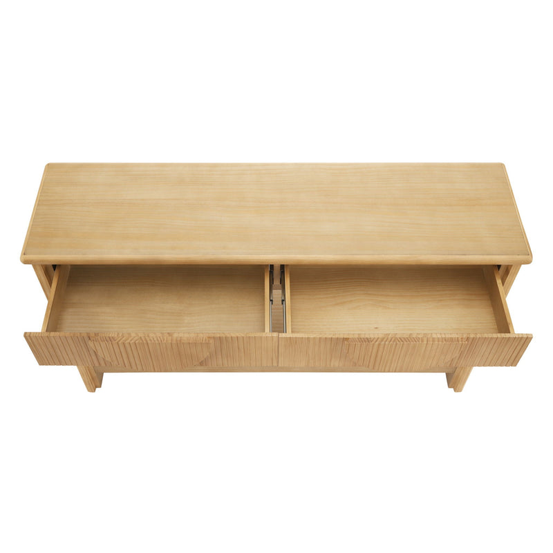 Fluted Console Table With Semi Circular Drawers - Natural by HouseOfZazla