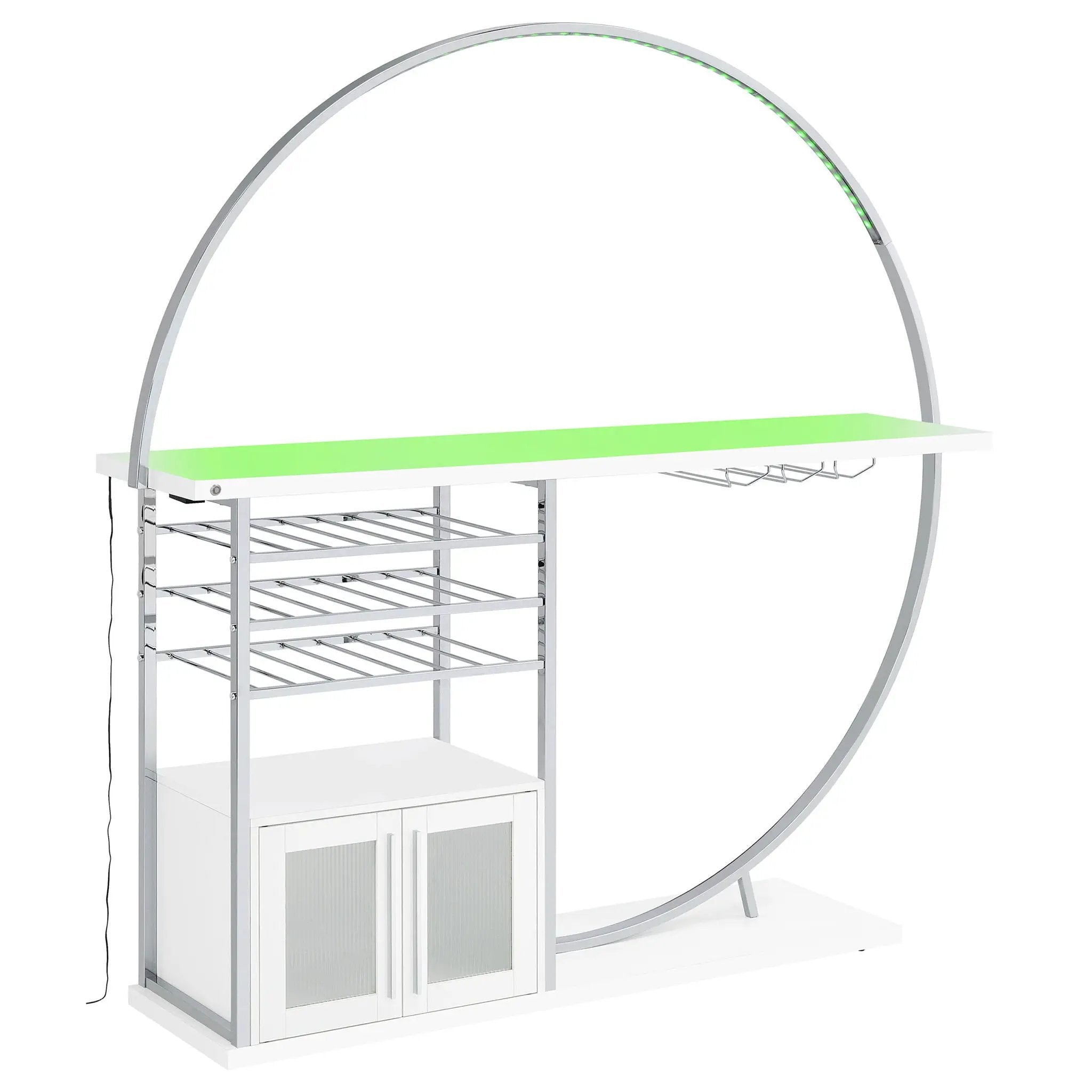 Risley 2-door Circular LED Wine Cabinet White High Gloss by Unique Piece Furniture