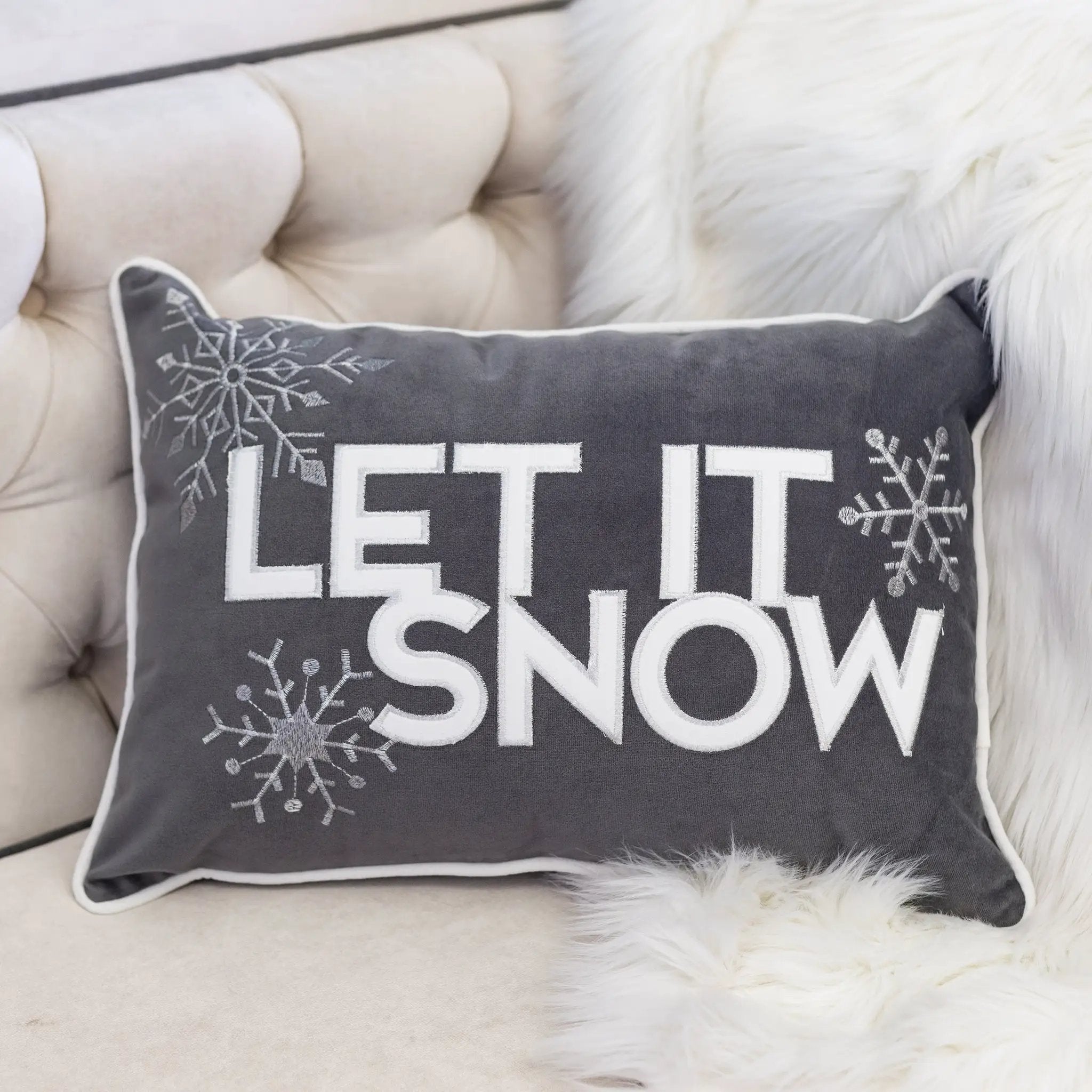 Nneka Let It Snow Lumbar Pillow by HouseOfZazla