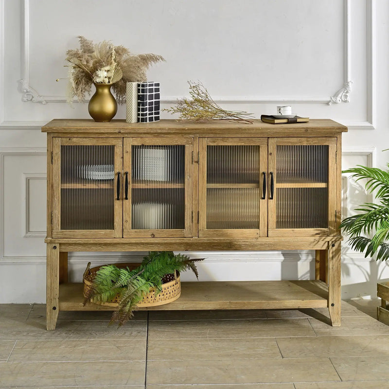Rectangle Accent Sideboard Cabinet With Storage Shelf, Cabinet For Kitchen - Natural Wood by Unique Piece Furniture