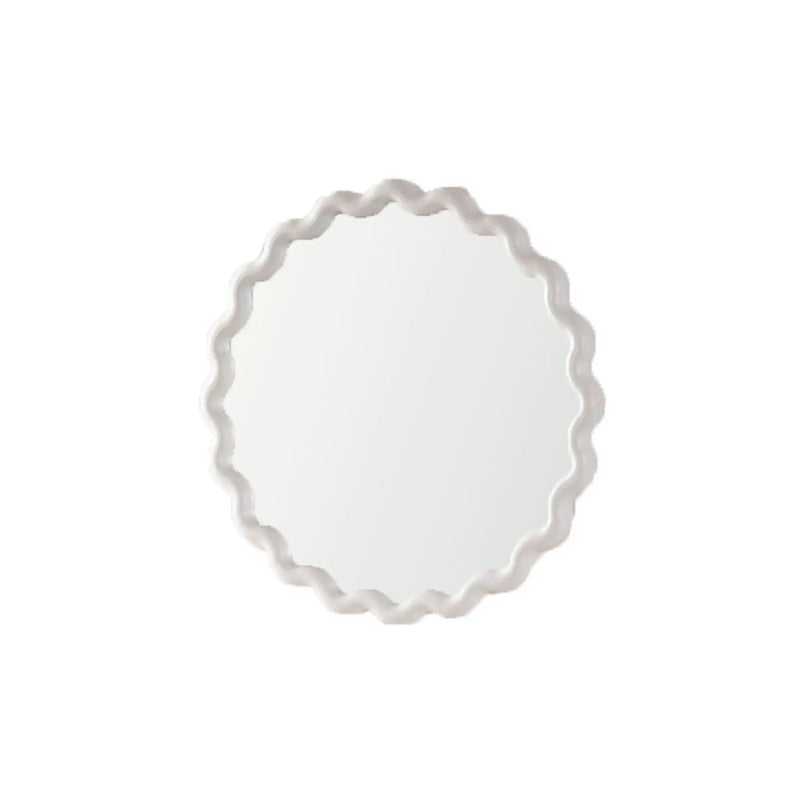 White Scalloped Round Wall Mirror by HouseOfZazla