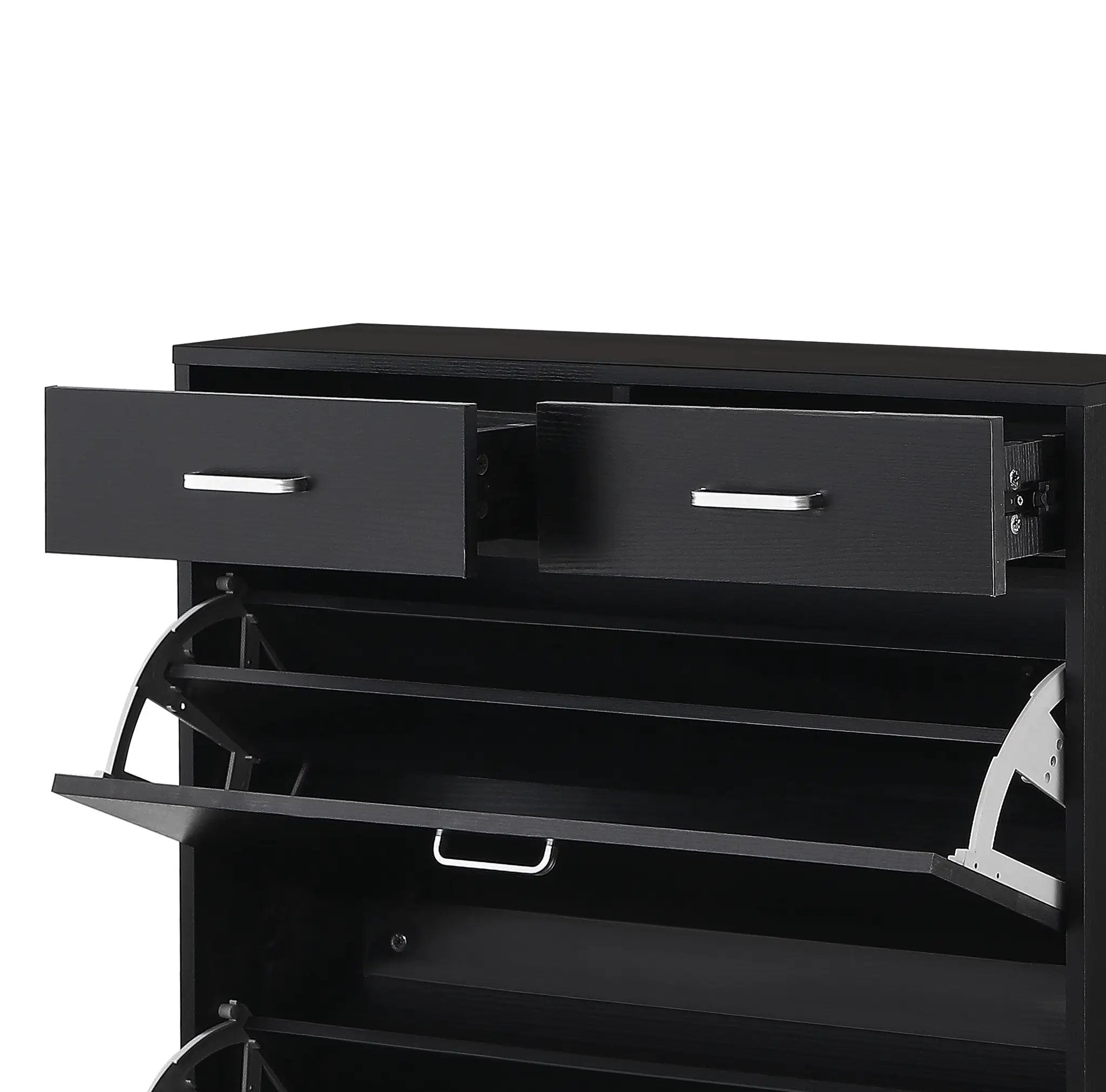 Large Size Shoe Cabinet - Freestanding Tipping Bucket Organizer by HouseOfZazla