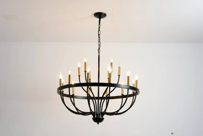 15-Light Industrial Iron Candle Chandelier Modern Farmhouse Pendant Light by HouseOfZazla