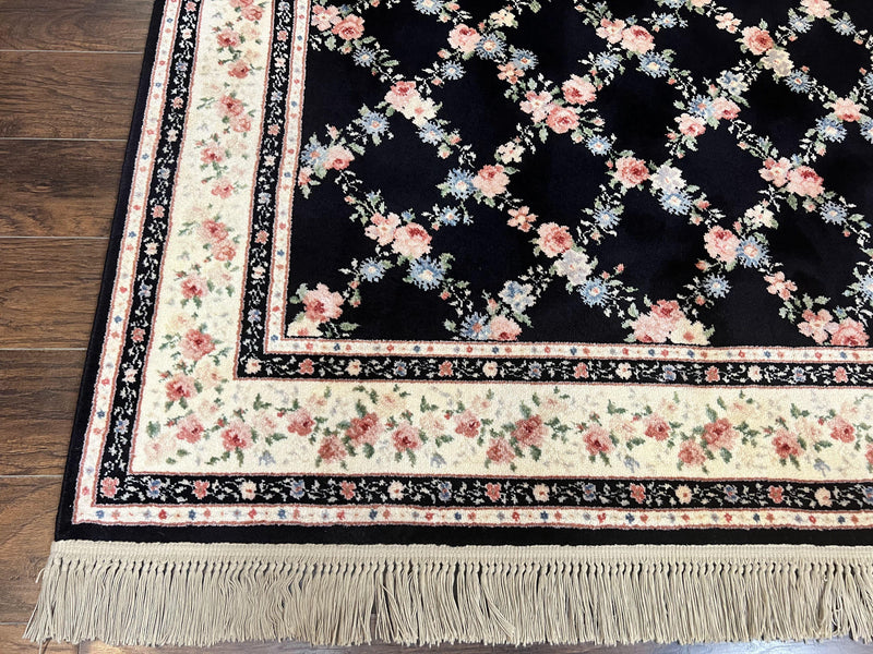 Karastan Rug 8.8 x 12, Garden of Eden #509/1270, Ebony Trellis, Vintage Discontinued Wool Pile Karastan Carpet by Jewel Rugs