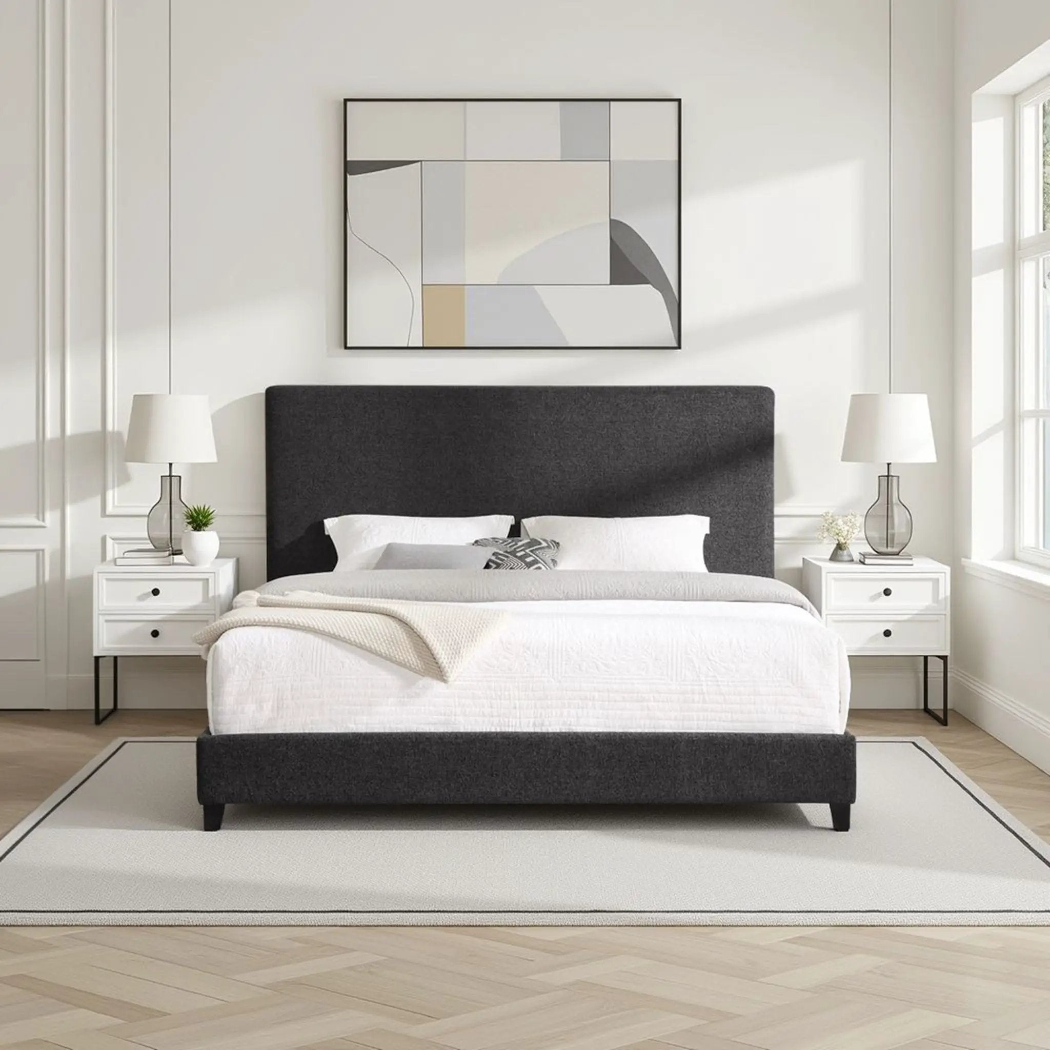 Platform Bed & Upholstered Headboard by Unique Piece Furniture