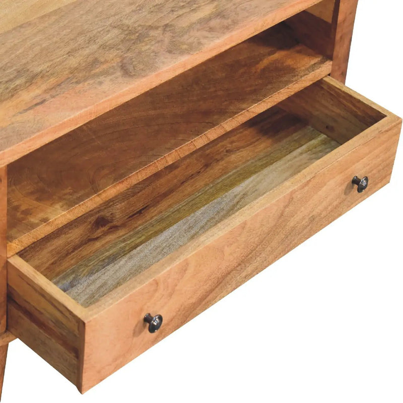 Solid Wood Mini Rounded Entertainment Unit, Nordic Legs by HouseOfZazla