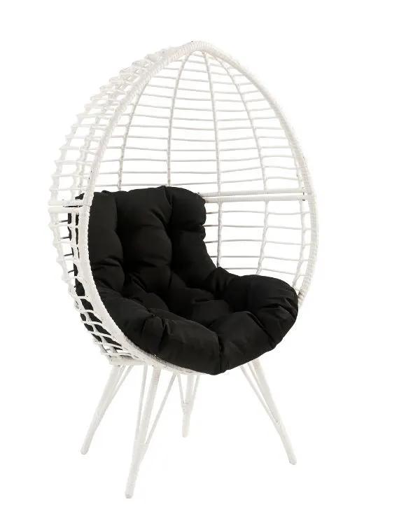 Galzed - Patio Lounge Chair - Black Fabric & White Wicker by Unique Piece Furniture