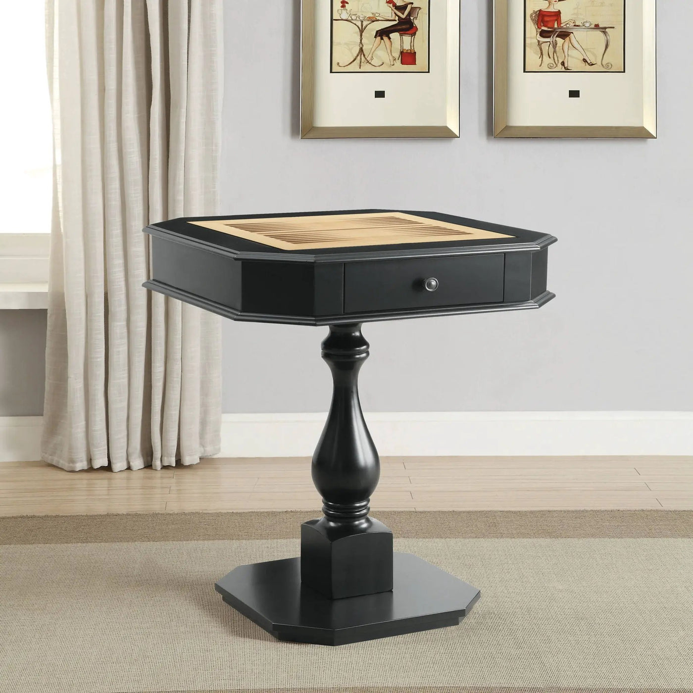 Bishop - Reversible Chess Checker Game Table With Game Tray (Chess Fingures Not Included) by Unique Piece Furniture