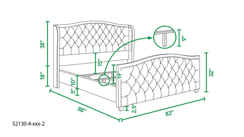 Marcella - Upholstered Shelter Headboard Bed Set by HouseOfZazla