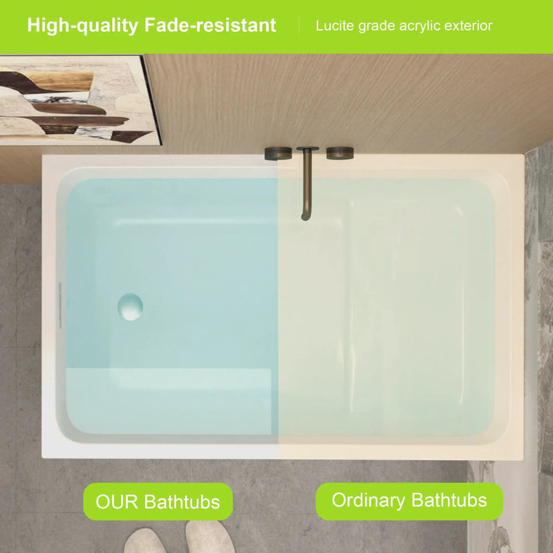 Freestanding Bathtub With Drain, Rectangular Shape