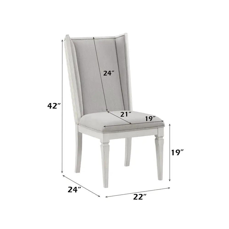 Katia - Hostess Chair (Set of 2) - Light Gray Linen & Weathered White by Unique Piece Furniture