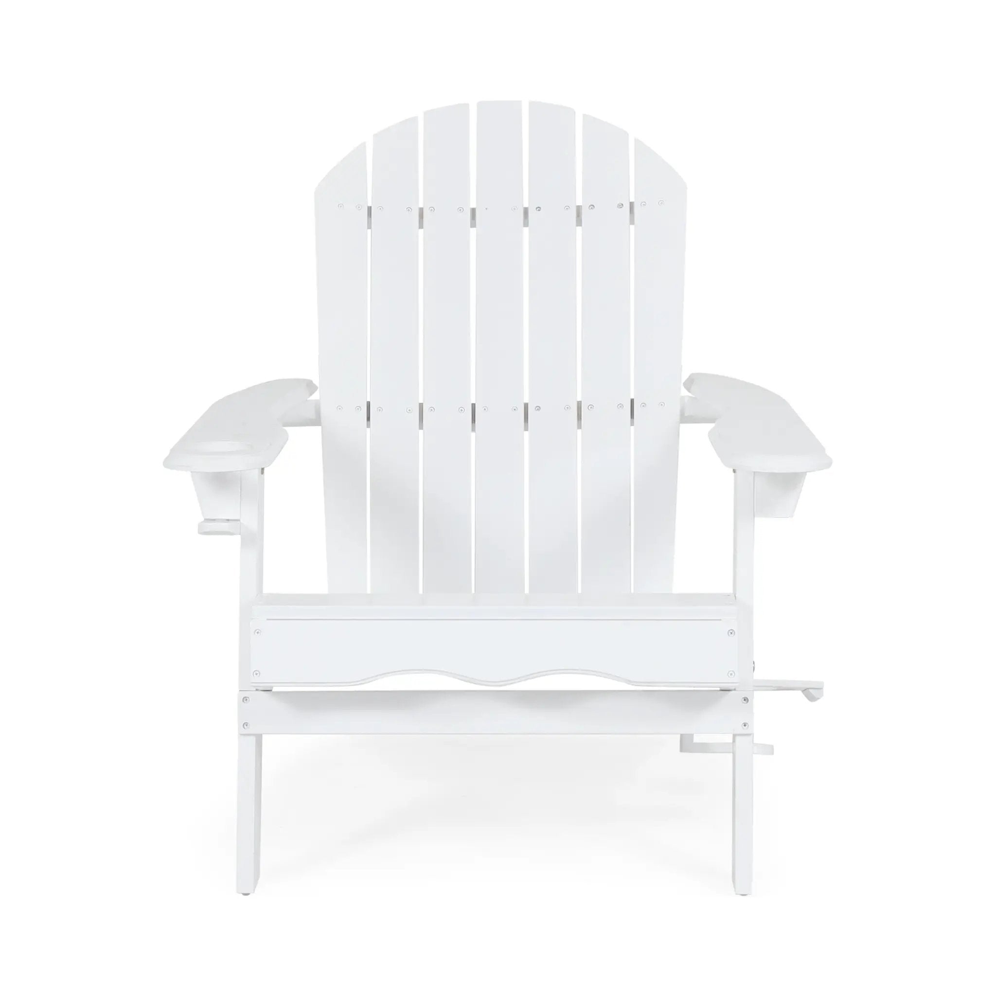 Zenithia Outdoor Foldable Adirondack Chair with 2 Cup Holders, White by HouseOfZazla