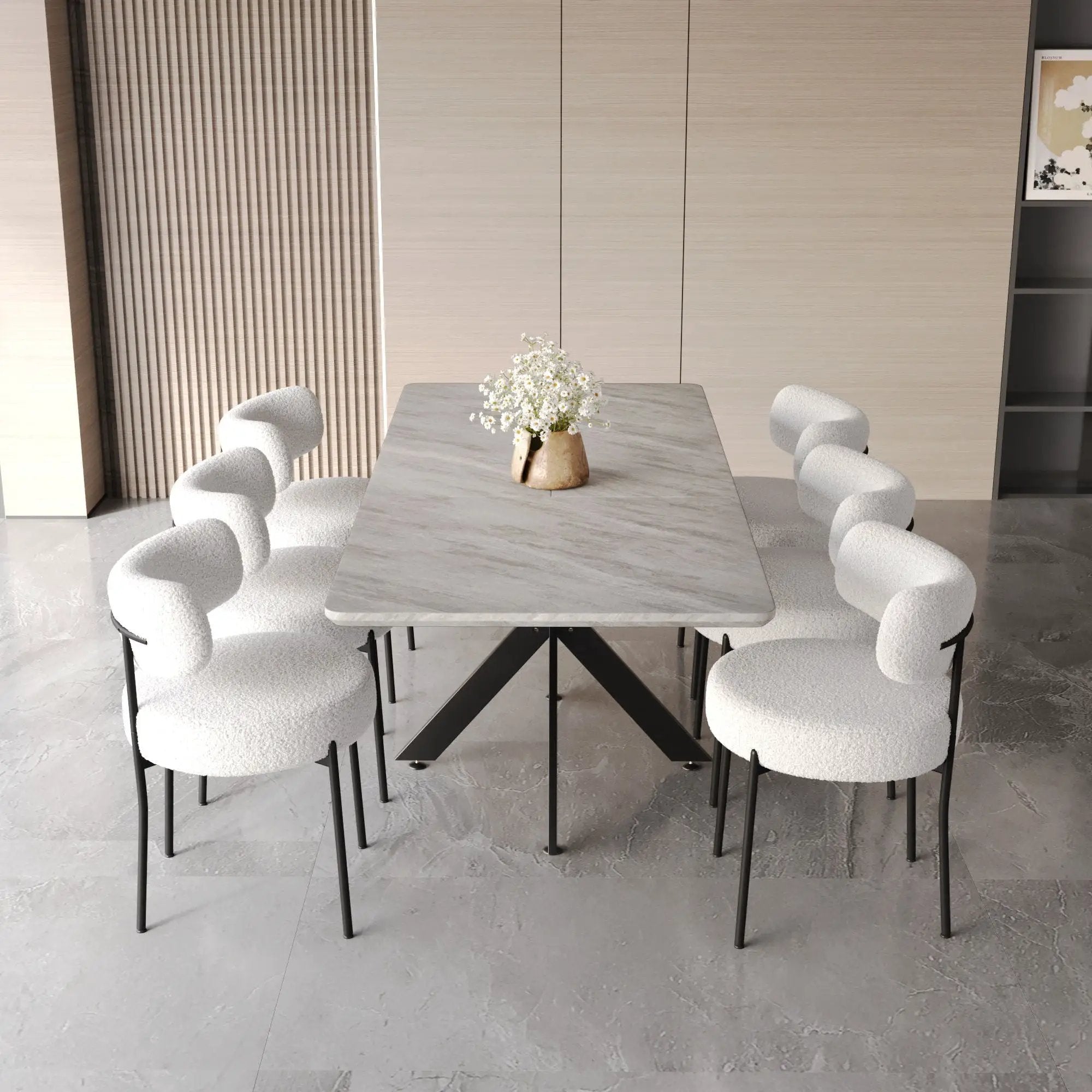 Extendable Dining Table Set With Curved Backrest Upholstered Chairs by Unique Piece Furniture