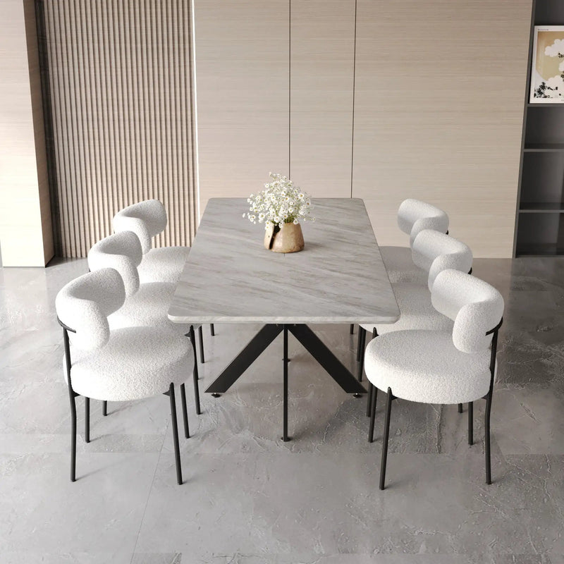 Extendable Dining Table Set With Curved Backrest Upholstered Chairs by HouseOfZazla