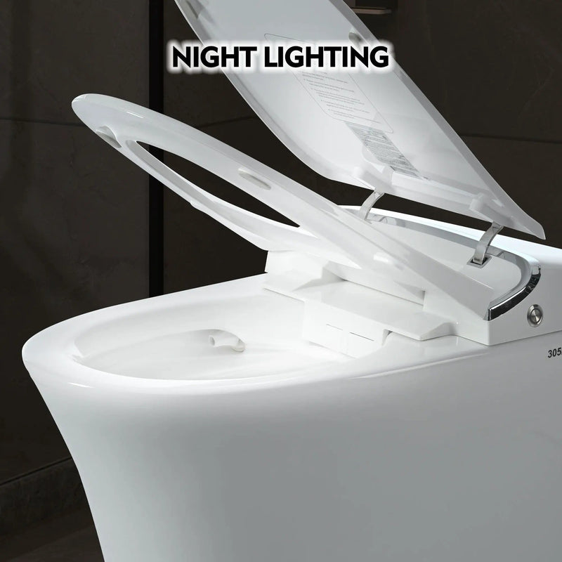 Luxury Smart Toilet With Dryer And Warm Water, Elongated Bidet Toilet With Heated Seat, With Remote Control, Led Night Light, Power Outage Flushing, Soft Close Cover - White by HouseOfZazla